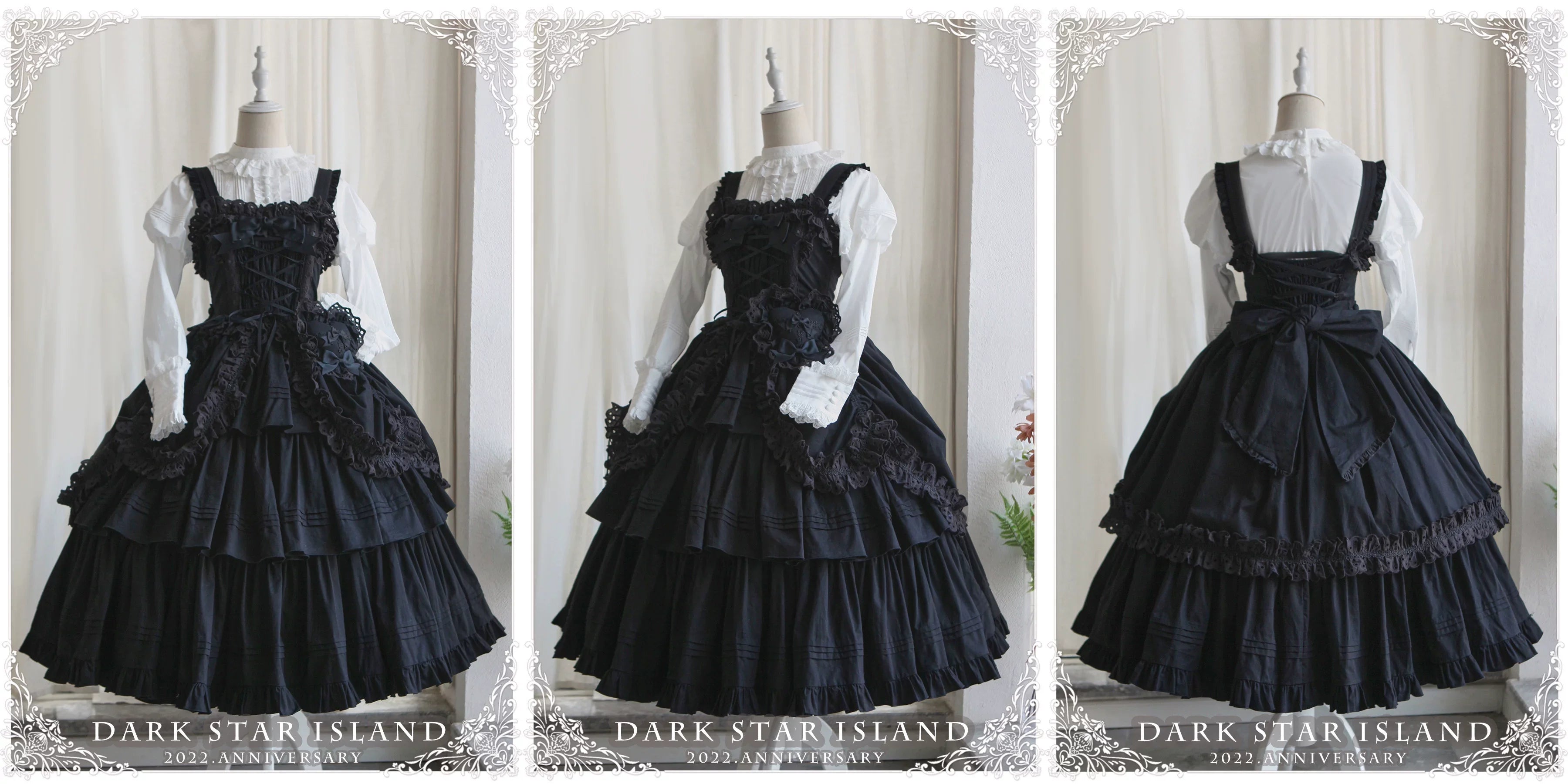 Cotton Gothic Lolita Long JSK, Drawn-up Hem - image 4