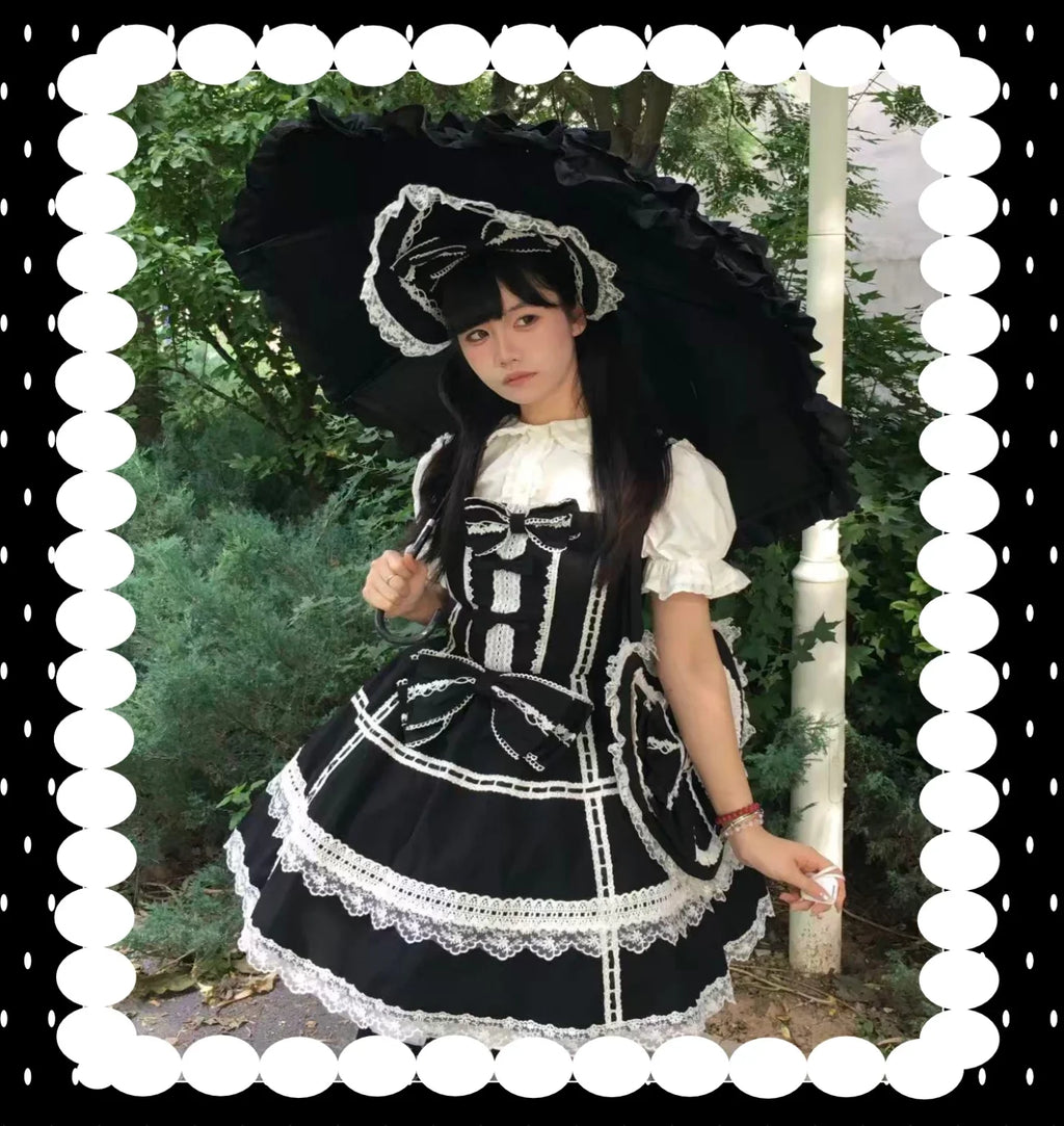 Old Heartache - Cotton Old School Lolita JSK Dress with Bows and Accessories - image 5