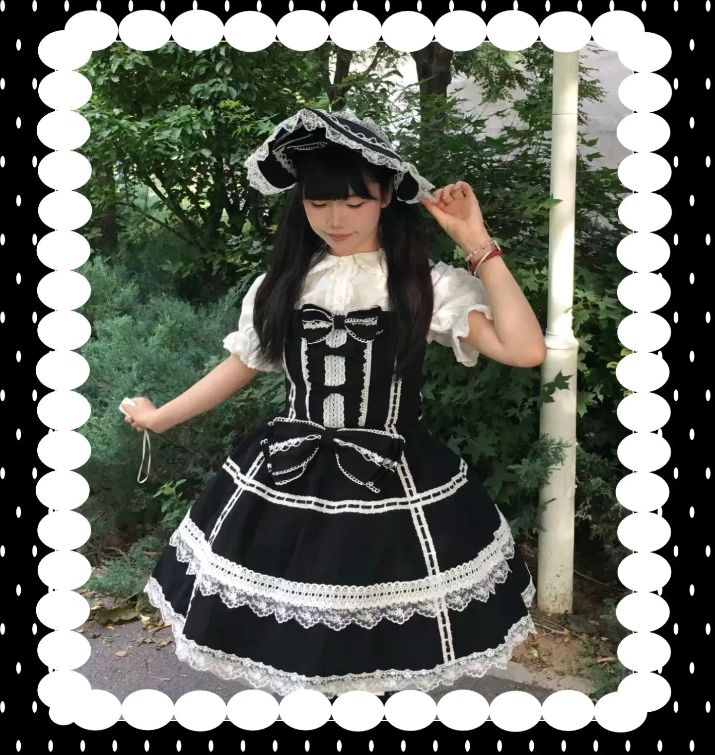 Old Heartache - Cotton Old School Lolita JSK Dress with Bows and Accessories - image 4