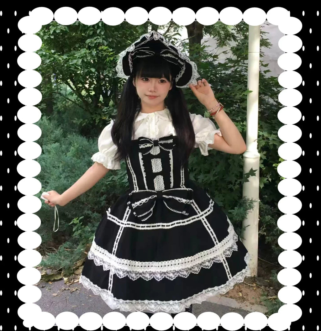 Old Heartache - Cotton Old School Lolita JSK Dress with Bows and Accessories - image 14