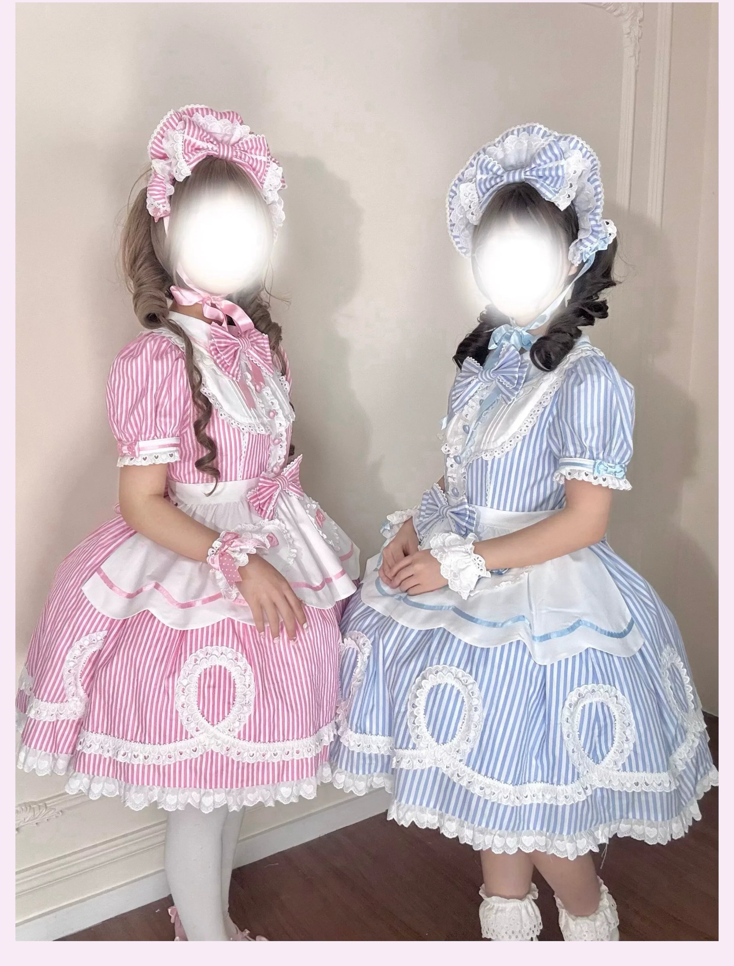 Candy Shop Manager - Old School Lolita Striped OP Dress, Detachable Apron - image 28