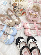 Bunny Milk Candy - Kawaii Lolita Flat Shoes, 3D Bunny Ear Bow - image 1