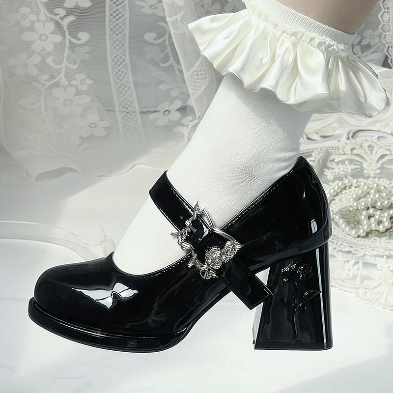 Wanxiang Cycle - Elegant Lolita Heels with Embossed Rose - image 10