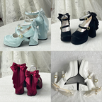 Dreamlike Lily of the Valley - Classic Lolita Platform Shoes with Back Large Bow - image 16