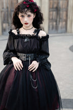 Gothic Lolita High Waist Black Dress - image 19