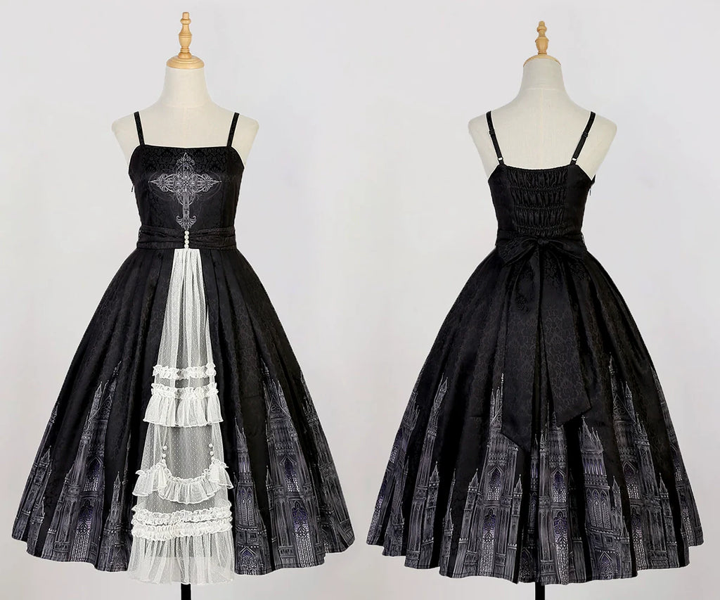 Silent Church - Gothic Lolita JSK Dress Printed Dress Thin Shawl Set - image 30