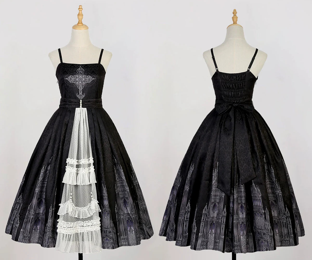 Silent Church - Gothic Lolita JSK Dress Printed Dress Thin Shawl Set - image 30