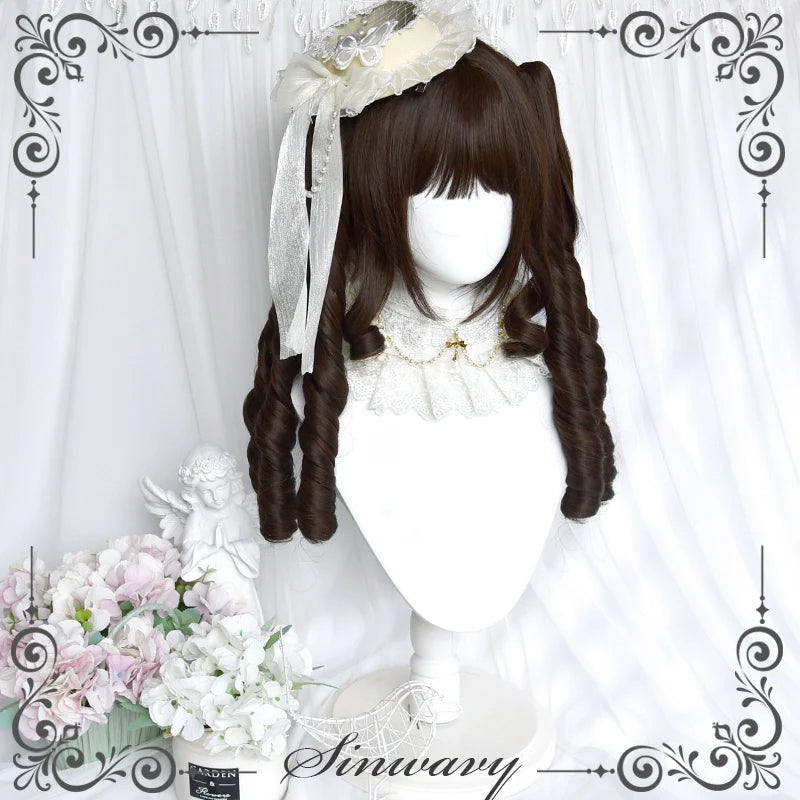 Fairy Tale Town - Classic Lolita Dark Brown Curly Twin-Tail Wig - image 3