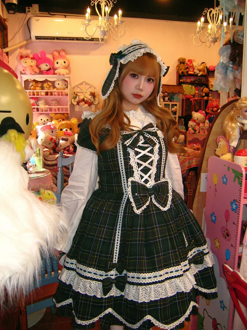 Plaid Petal Bunny - Old School Lolita Plaid OP Dress, Petal-shaped Hem - image 58