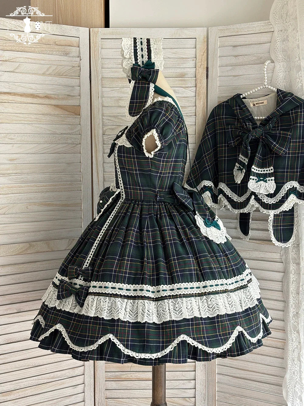Plaid Petal Bunny - Old School Lolita Plaid OP Dress, Petal-shaped Hem - image 41