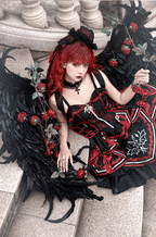 Dark Bat Motion - Gothic Lolita JSK Black Red Goth JSK Dress - image 5