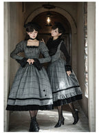 Yesterday's Epistle - Winter Classic Lolita Plaid Dress Set, Fishbone Waist - image 11