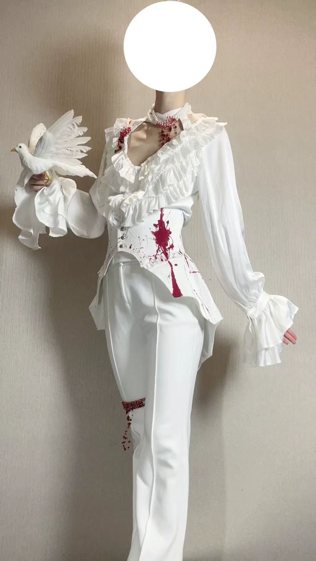 Blue Moon Bone Erosion - Gothic Lolita Waist Cincher, Bat Wing Hem - image 19