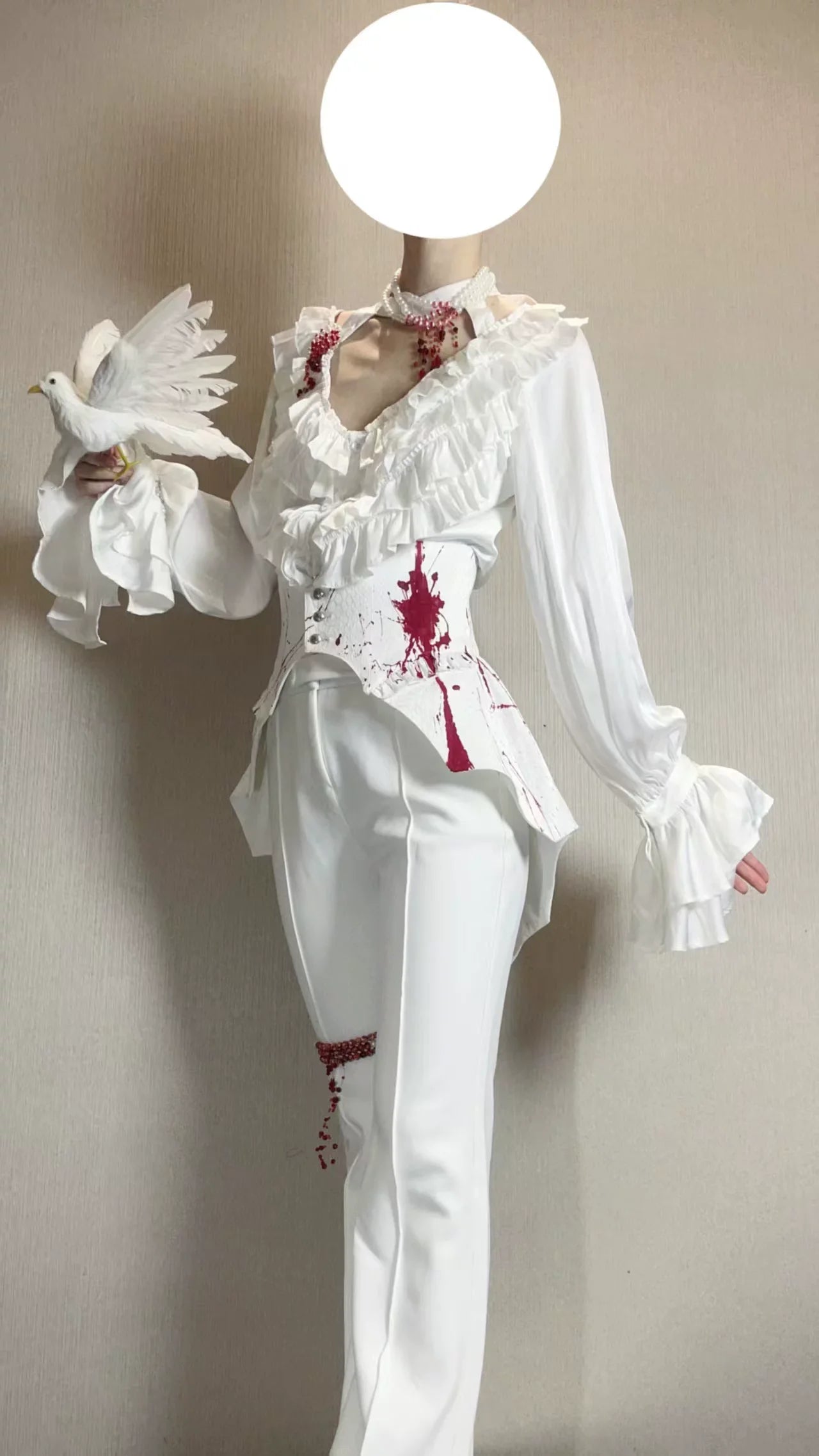 Blue Moon Bone Erosion - Gothic Lolita Waist Cincher, Bat Wing Hem - image 19