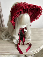 Gothic Lolita Lace Bonnet Wide Brim Bow BNT Headwear - image 11