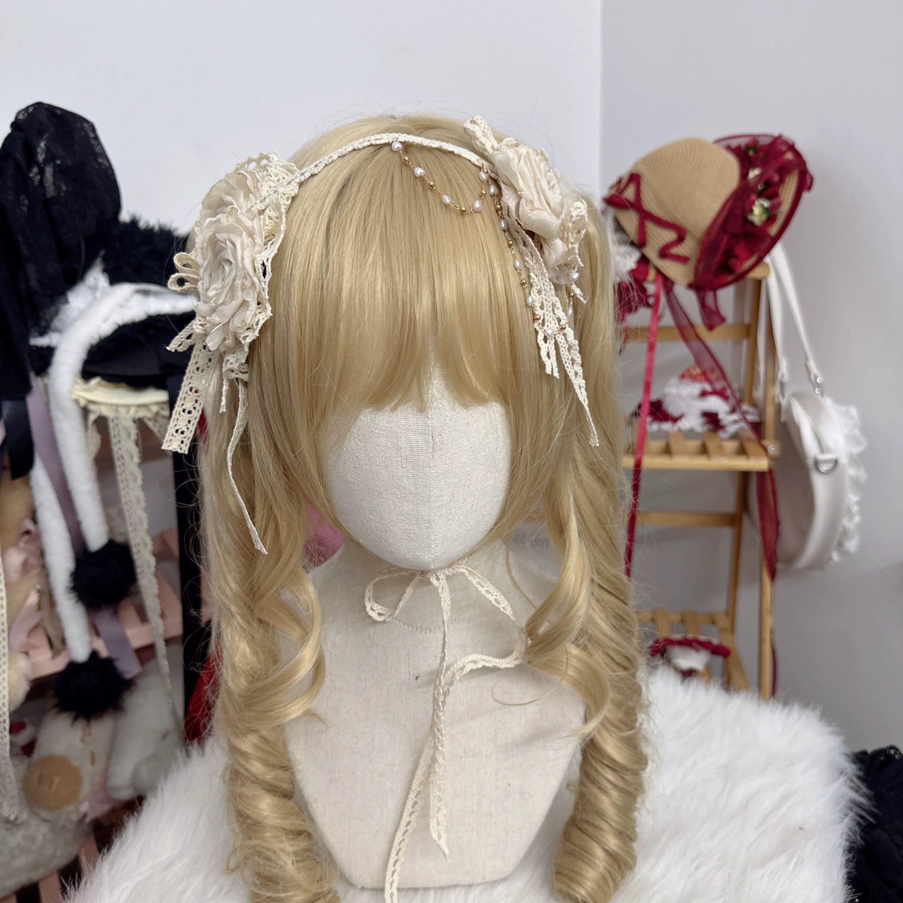Elegant Lolita Rose Choker Handmade Headdress Set Multicolors - image 12