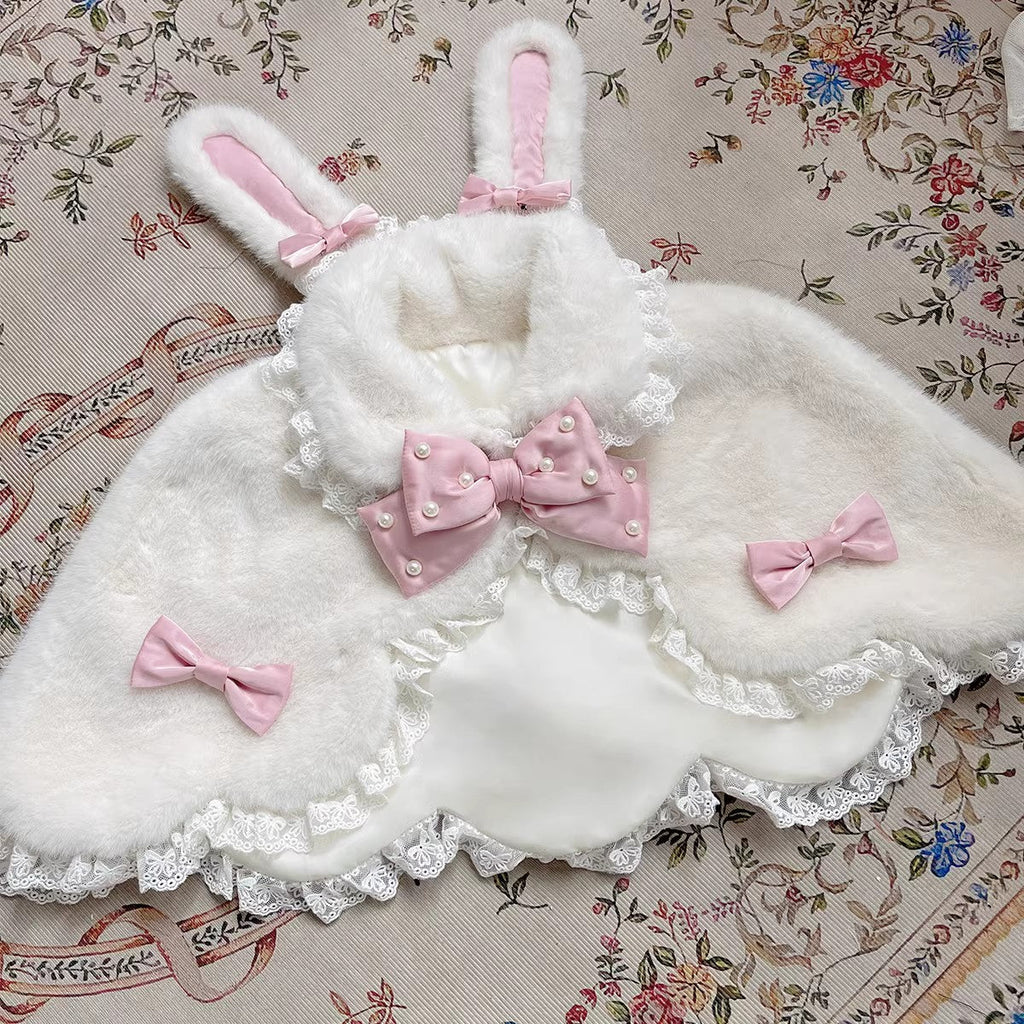Rabbit-Ear Winter Lolita Cape with Bows - image 1