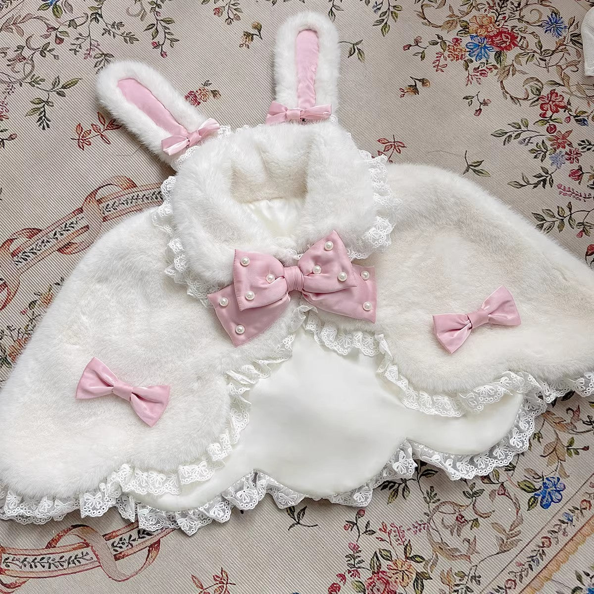 Rabbit-Ear Winter Lolita Cape with Bows - image 1