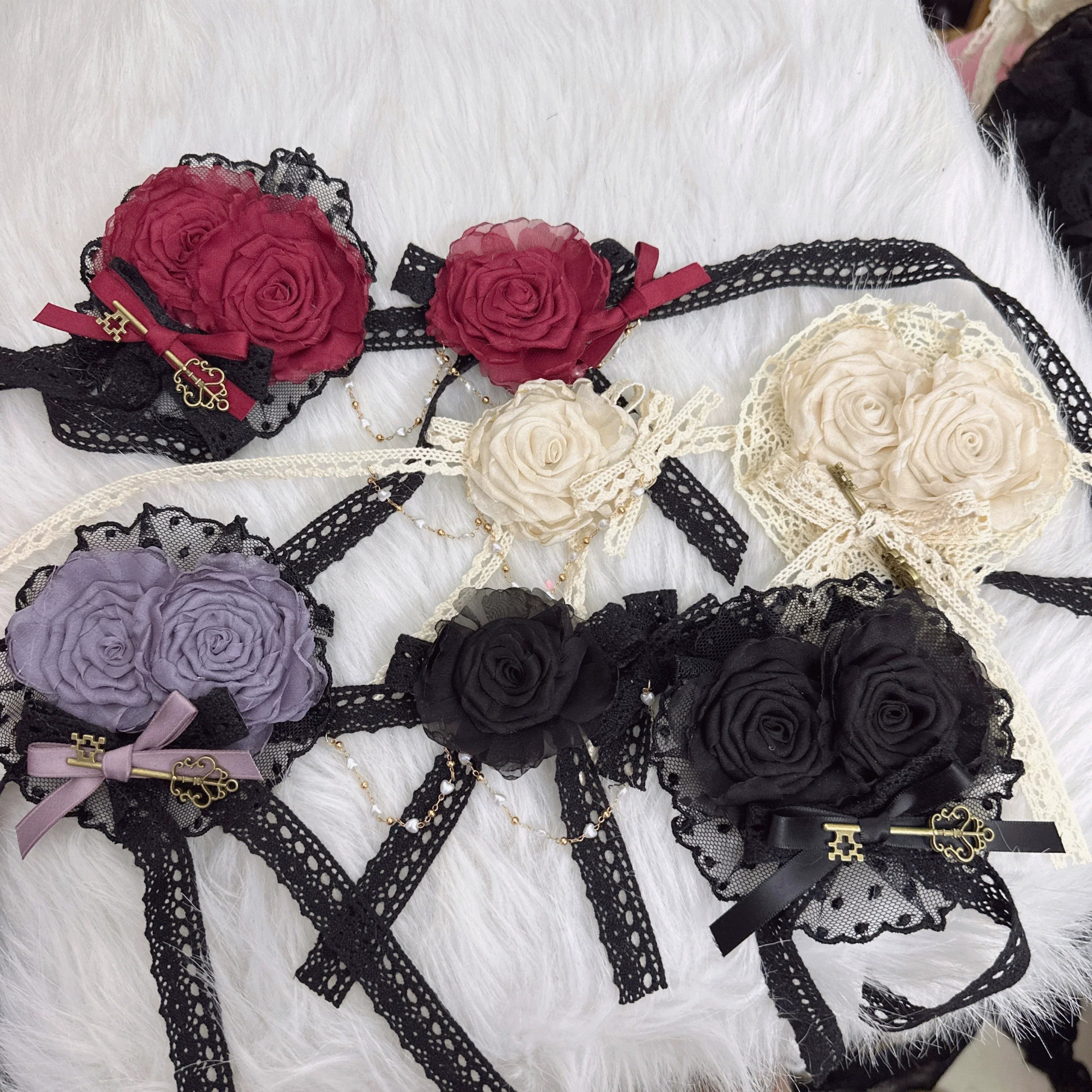 Elegant Lolita Rose Choker Handmade Headdress Set Multicolors - image 27