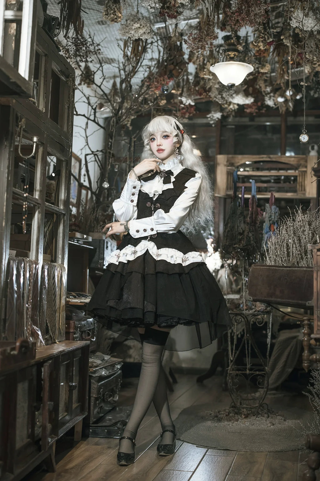 Bloodline Duke - Gothic Lolita SK Suit Spider Web Vest and Blouse - image 2