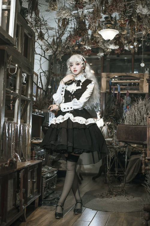 Bloodline Duke - Gothic Lolita SK Suit Spider Web Vest and Blouse - image 2