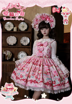 Strawberry Parfait - Strawberry Print Sweet Lolita JSK Dress, Side Pocket and Accessories - image 4
