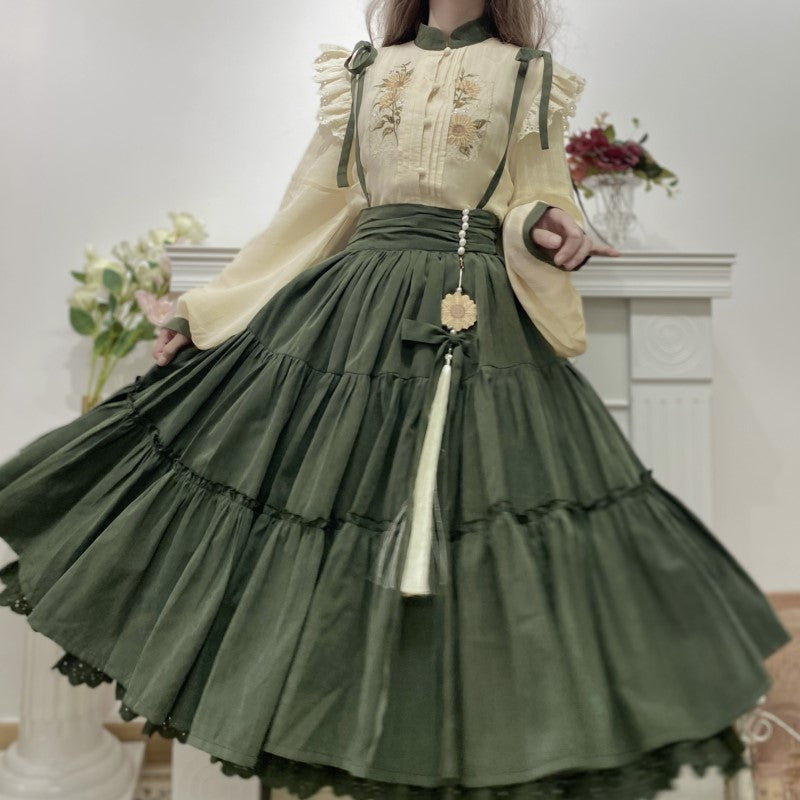 Sunflower Appointment - Oriental Classic Lolita Skirt and Blouse - image 5