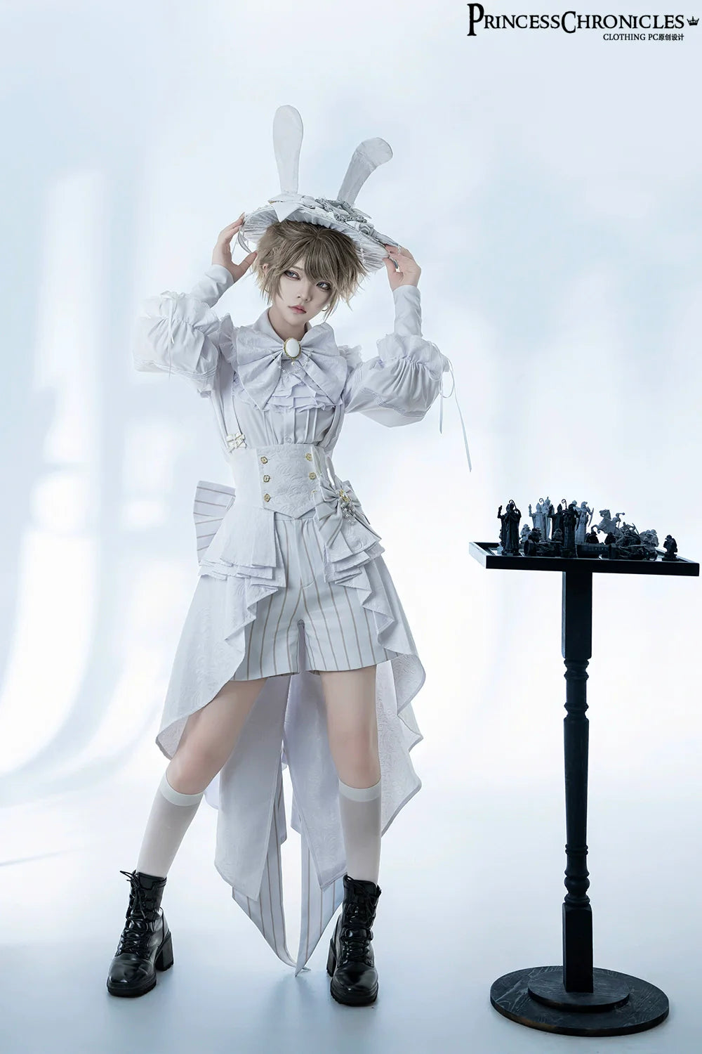 Rabbit Theater White Moonlight - Ouji Lolita Shorts Set, Rabbit Hat - image 14