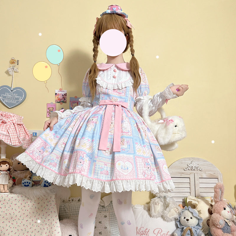 Sweet Bunny Bear - Sweet Lolita Dress Long Sleeve Winter Lolita OP - image 3