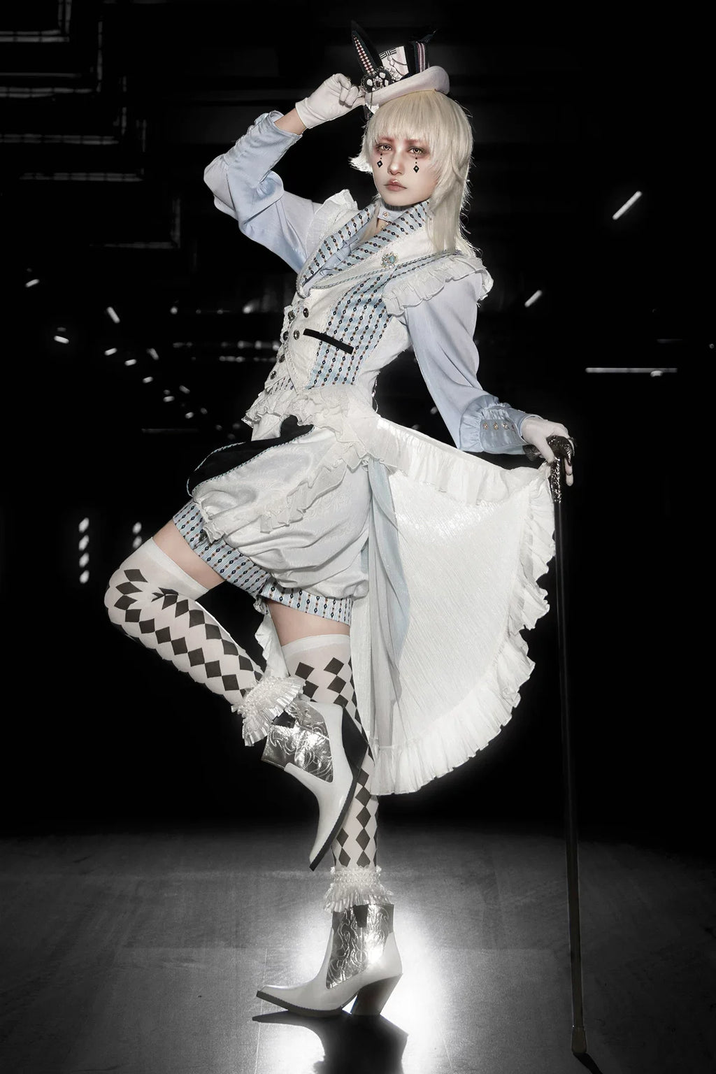 Eternal Rabbit Invitation - Ouji Lolita Ruffle V-Neck Blouse - image 8