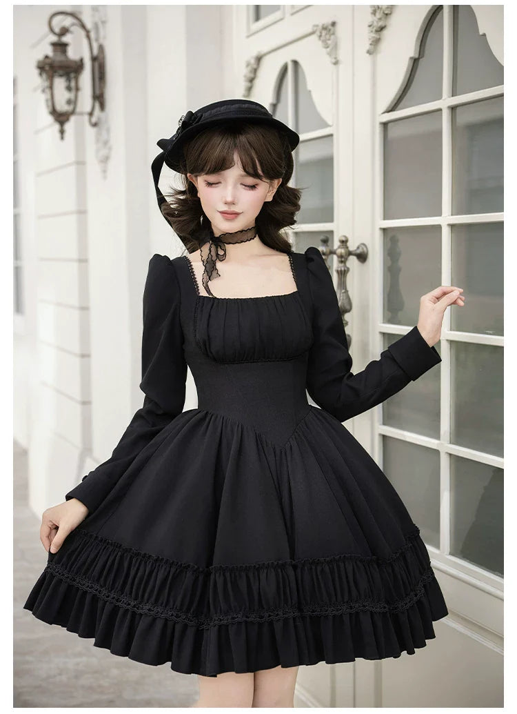 Audrey's Reply - Classic Lolita Square Neck OP, Detachable Embroidered Collar and Accessories - image 8