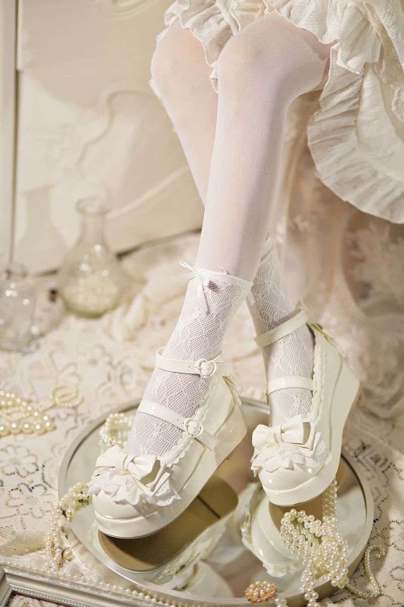 Milky Puff - Sweet Lolita Heels Shoes, Round Toe With Petite Wedge - image 24