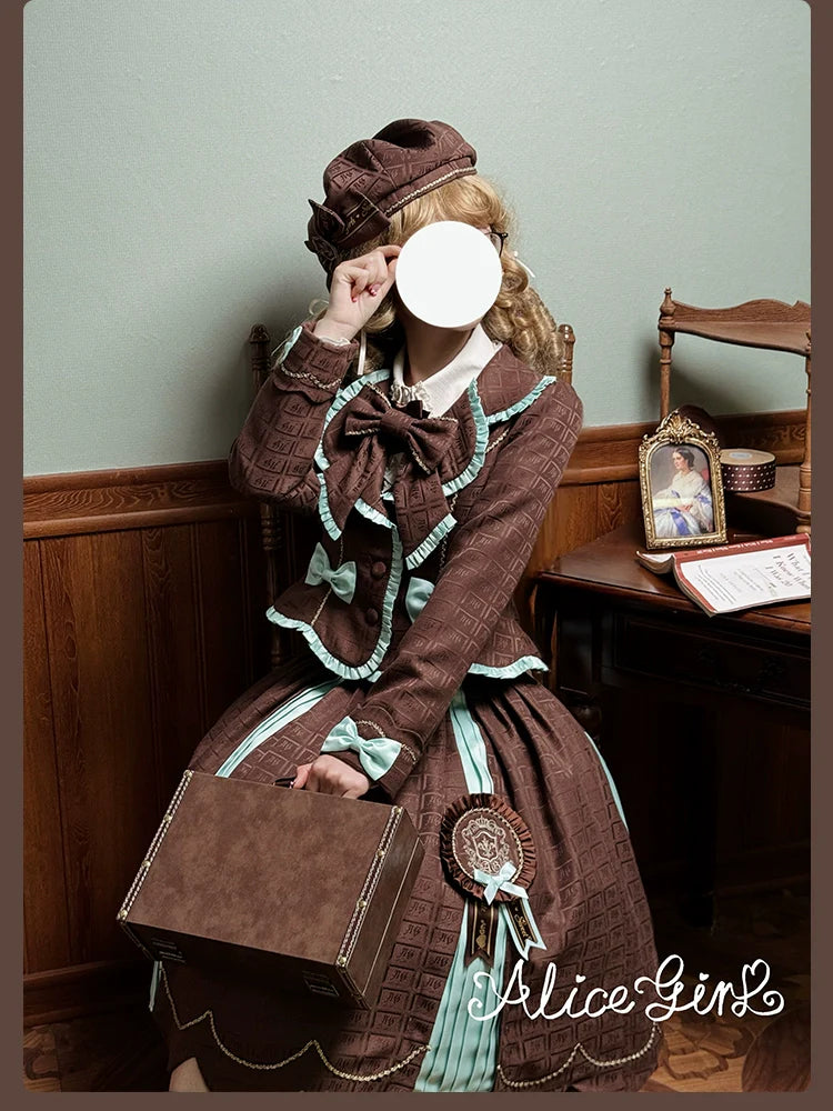 Bear Chocolate Slab - Classic Lolita Pleated JSK & SK Dress, Side Zipper - image 62