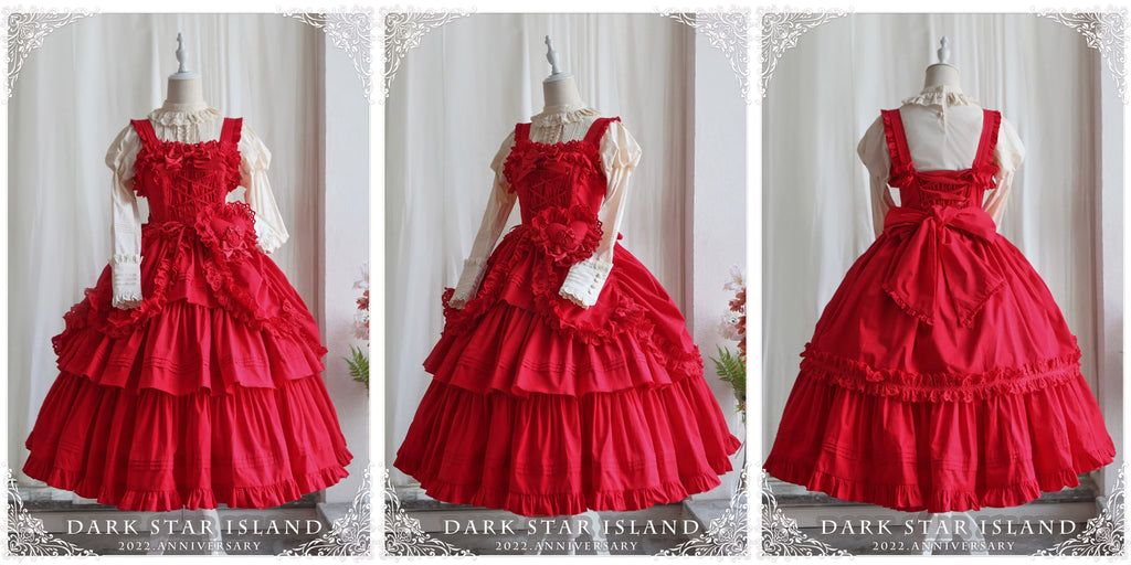 Cotton Gothic Lolita Long JSK, Drawn-up Hem - image 9