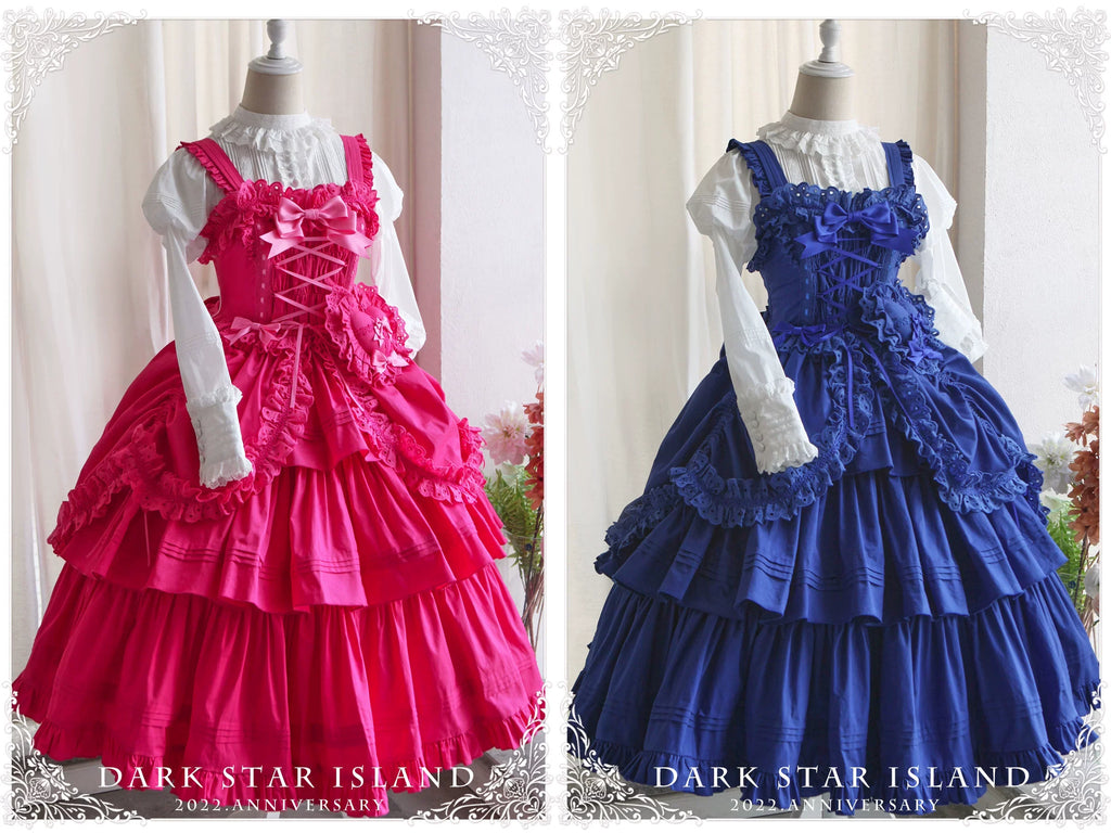 Cotton Gothic Lolita Long JSK, Drawn-up Hem - image 12