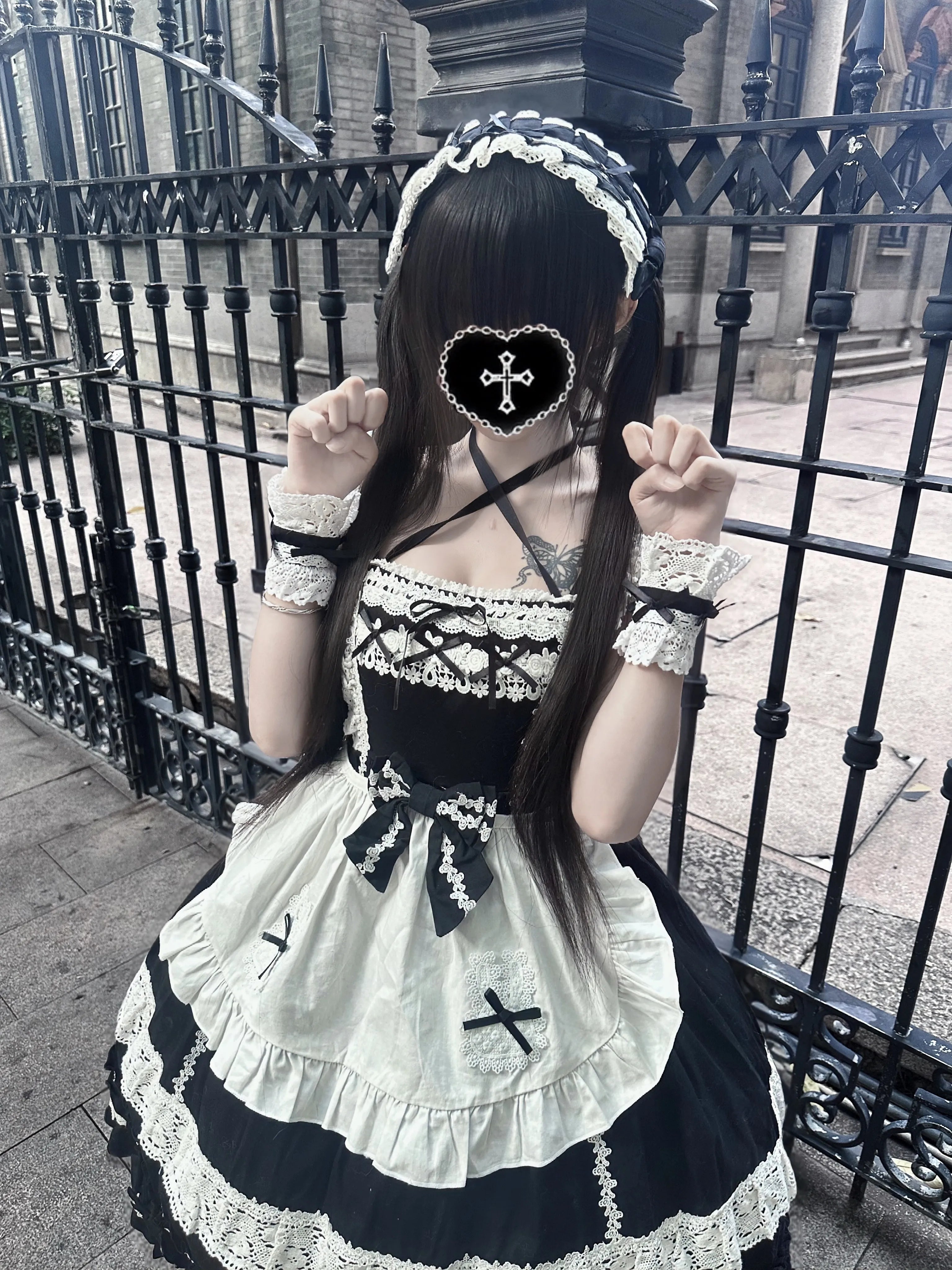 First Generation Doll - Black Old School Lolita Halter JSK Dress with Lace and Accessories - image 4