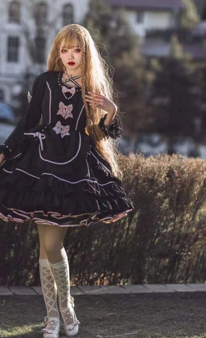 Black Lolita Doll OP/JSK with Adjustable Elasticity - image 28