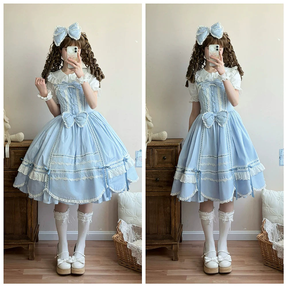 Vintage Petal Rabbit - Cotton Old School Lolita JSK Dress, Petal-Shaped Hem - image 19
