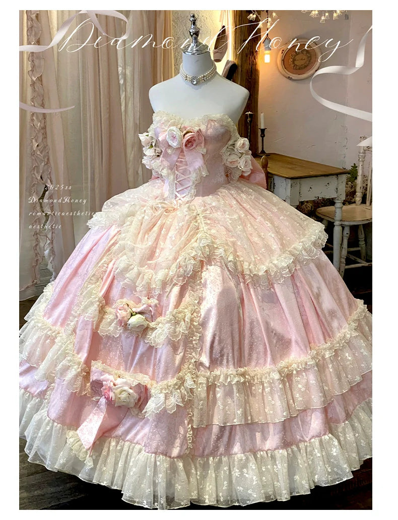 Love and Roses Princess Bridal Lolita Dress with Tiered Rose Skirt - image 27
