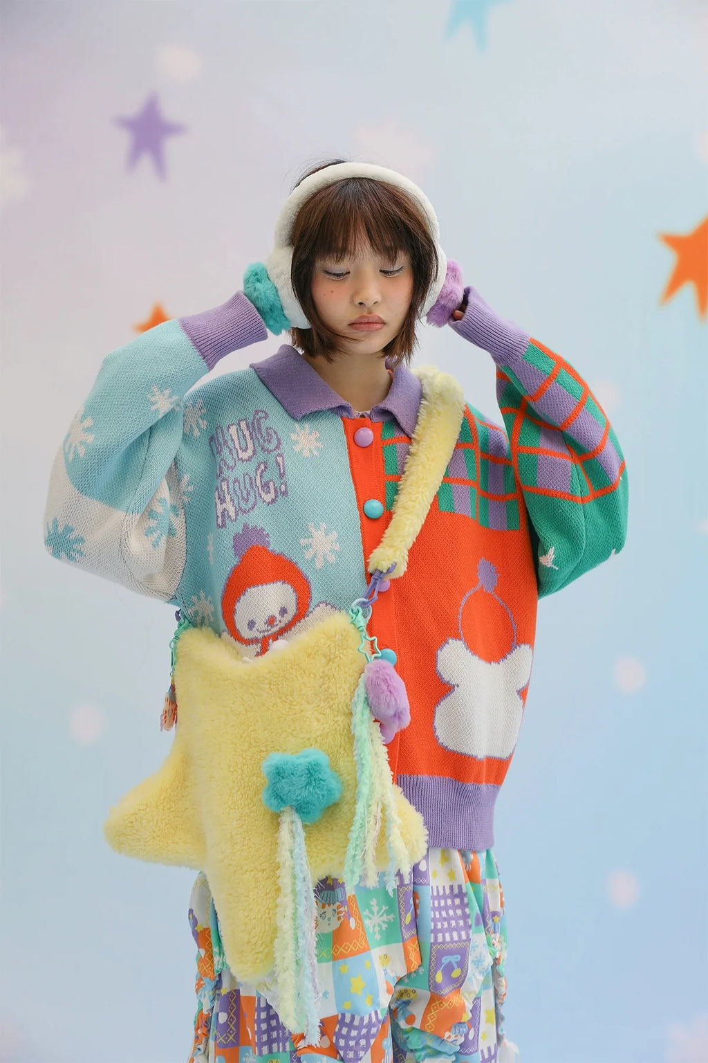 Cute Lolita Bag Cartoon Stars Yellow Plush Bag - image 14