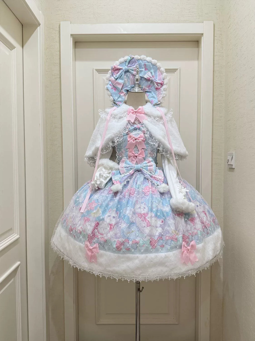 Candy Mary Cat - Fluffy Sweet Lolita JSK Dress, Kitten Print - image 5