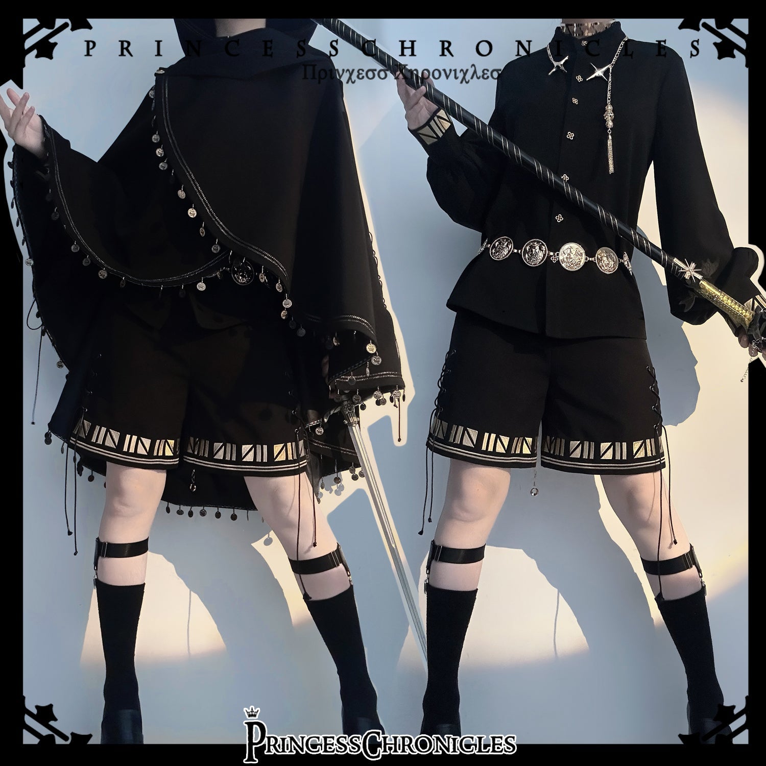 Black Cat - Black Ouji Lolita Cape with Cool Cat Ear Hood - image 15