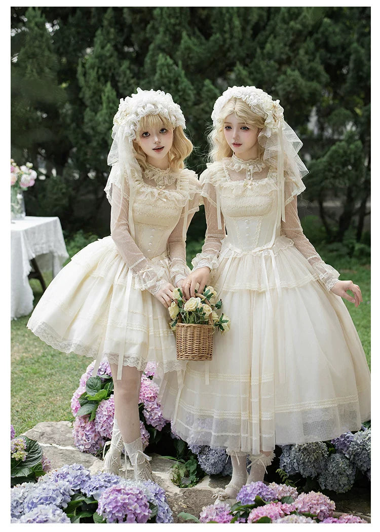 Confession Poem - Classic Lolita Corset JSK Set, Lace & Bows - image 5