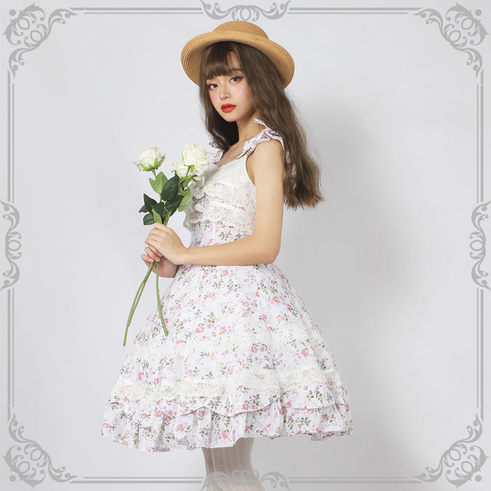 Solid Color Lolita Casual Dress Floral Dress JSK - image 11
