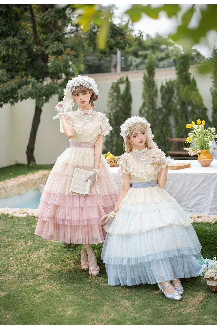 True Vow Embroidered Classic Lolita Dress with Layered Gradient Hem and Accessories - image 10