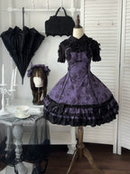 Bliss Bouquet - Cotton Old School Lolita Dress, Rose Print and Layered Hem and Accessories - image 1