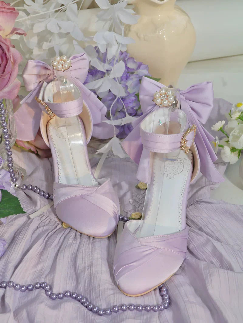 Coronation - Classic Lolita Wine Glass Heel Shoes with Detachable Bows - image 2