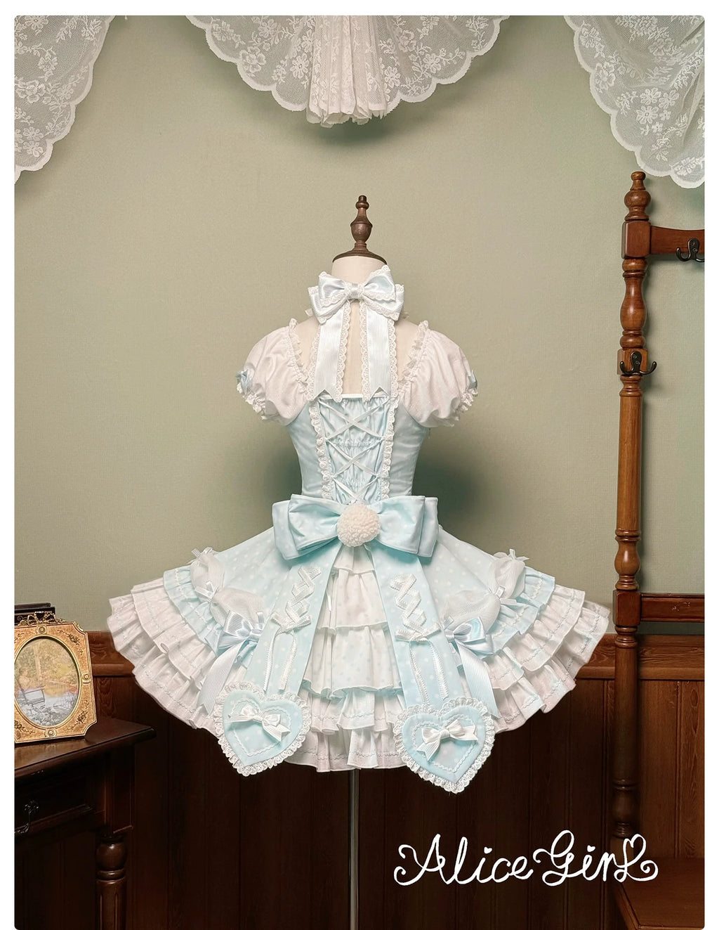 Old School Lolita Halter Neck OP Dress, Polka Dot Accent - image 31