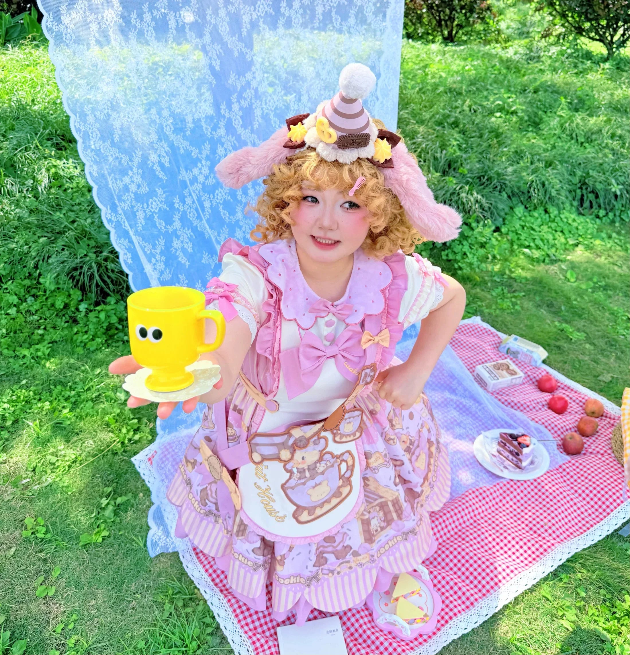 Bear Biscuit SP - Kawaii Lolita Bear Printed Dress Set with Bows - image 34