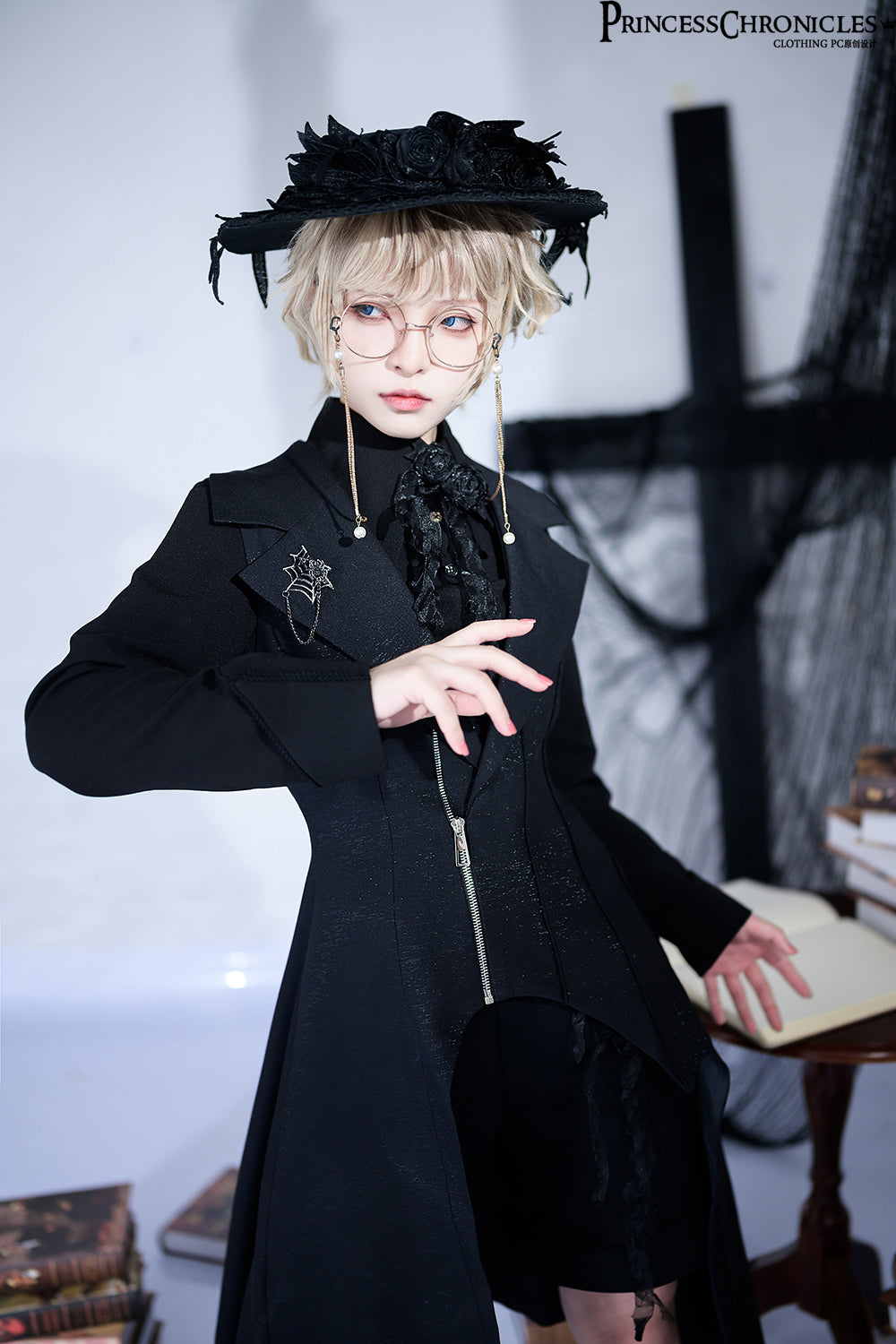 Wind - Ouji Lolita Black Long Vest - image 8